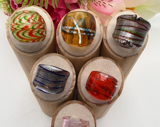 Size 5 3/4 *  Lampwork Glass Rings | Assorted Glass Rings | Murano Glass Inspired Glass Rings