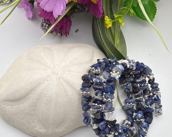 Blue Sodalite Memory Wire Bracelet | Sodalite Bracelet | Wrap Bracelet