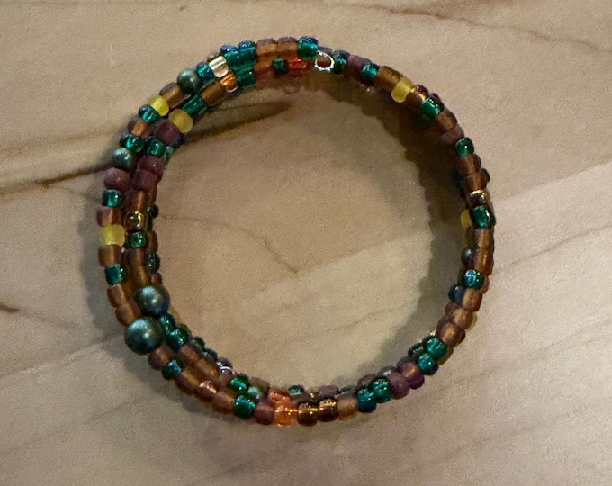 Seed Bead Memory Wire Bracelet