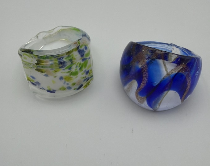 Size 8 - Assorted Glass Rings - Millefiori Glass Rings | Murano Glass Inspired Glass Rings