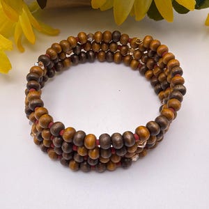 Wooden Bead Bracelet | Morse Code | Memory Wire Bracelet | Message in a Bracelet | Beaded Bracelet | Support Bracelet