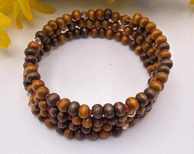Wooden Bead Bracelet | Morse Code | Memory Wire Bracelet | Message in a Bracelet | Beaded Bracelet | Support Bracelet