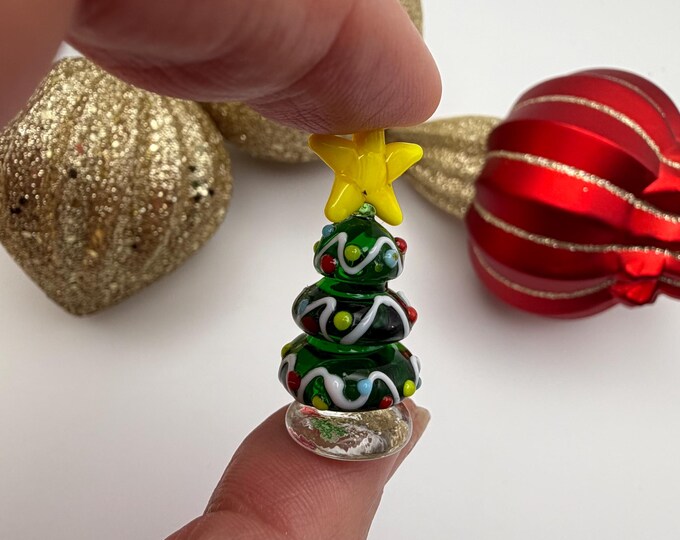 Lampwork Miniature Christmas Tree | Glass Christmas Display | Lampwork Glass Christmas Tree |Dollhouse Christmas Decoration