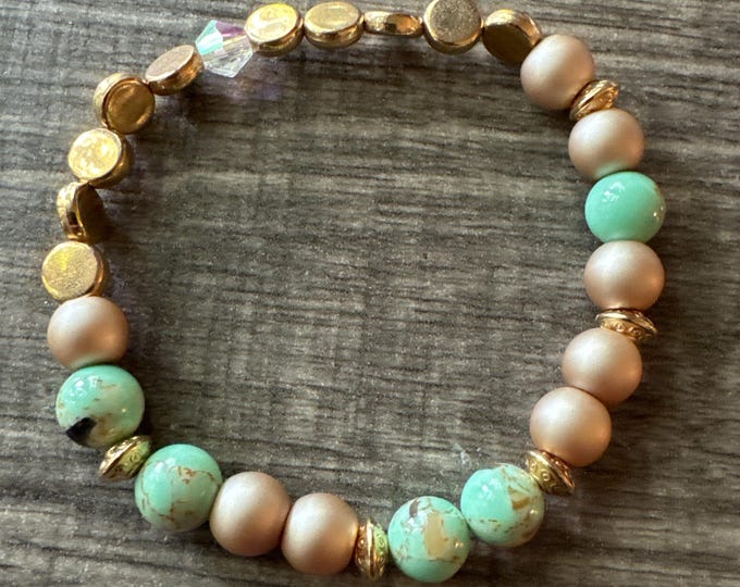 Greenish Blue Howlite gemstones | Stretch bracelet | Beaded bracelet | Morse Code - Admire  | Message in a Bracelet  | Quote Bracelet