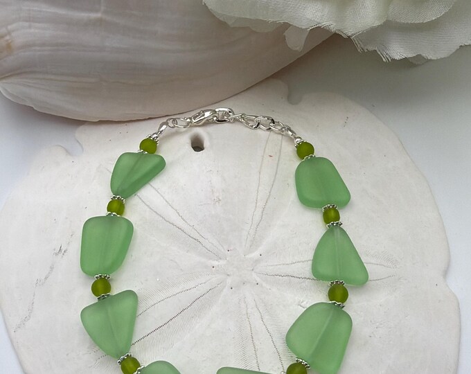 Green Seaglass Bracelet | Green Seaglass