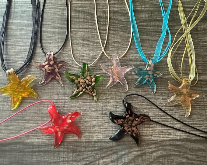 Lampwork Glass Starfish Pendant Necklace| Starfish Pendant Necklace