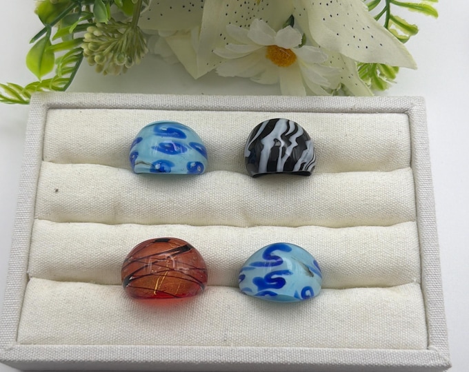 Size 9 3/4 - Lampwork Glass Rings | Murano Inspired Glass Rings | Assorted Glass Rings