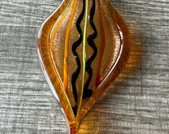 Gold Color Leaf Pendant | Murano Glass Leaf | Leaf Pendant Necklace