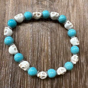 Howlite Skull Bead Bracelet