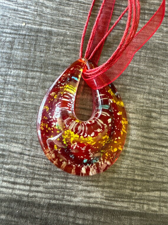 Red Teardrop Pendant | Murano Glass Teardrop | Teardrop Pendant Necklace
