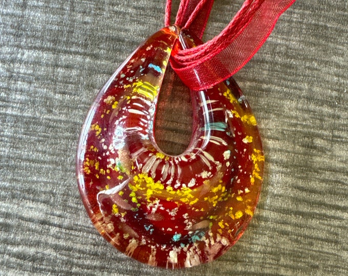 Red Teardrop Pendant | Murano Glass Teardrop | Teardrop Pendant Necklace