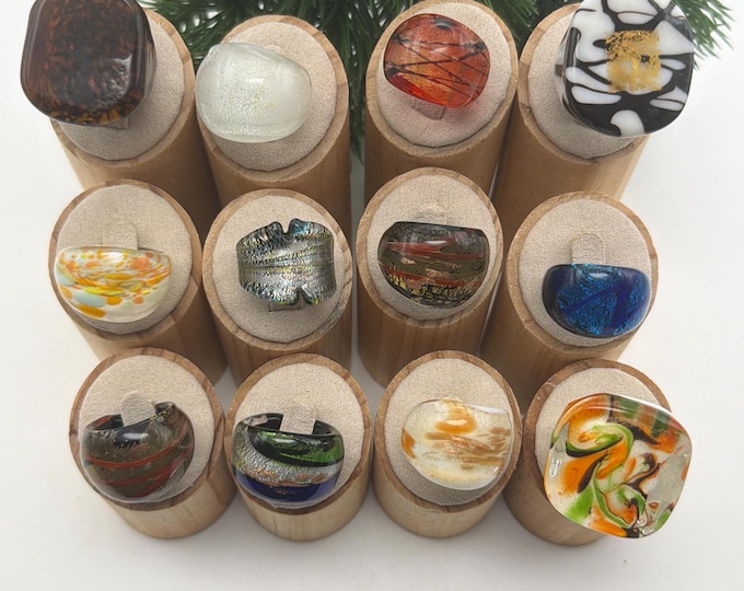 Size 6 1/4 *  Lampwork Glass Work | Assorted Glass Rings | Murano Glass Inspired Glass Rings