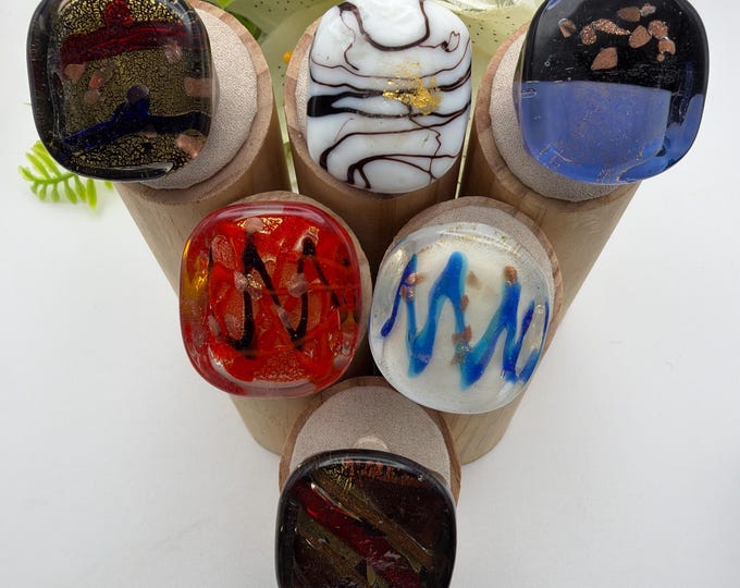 Size 7 - Lampwork Glass Rings | Assorted Glass Rings | Murano Glass Inspired Glass Rings | Millefiori Glass Rings