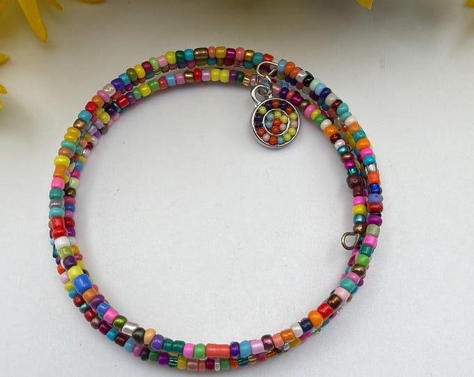 Seed Bead Memory Wire Bracelet