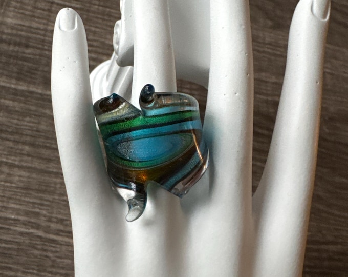Murano Glass LampWork Ring - Size 8