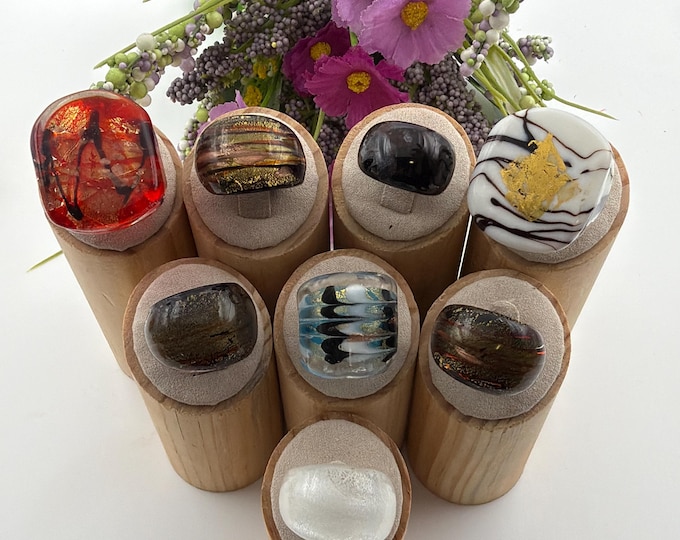 Size 6 - Lampwork Glass Rings | Assorted Glass Rings | Murano Glass Inspired Glass Rings