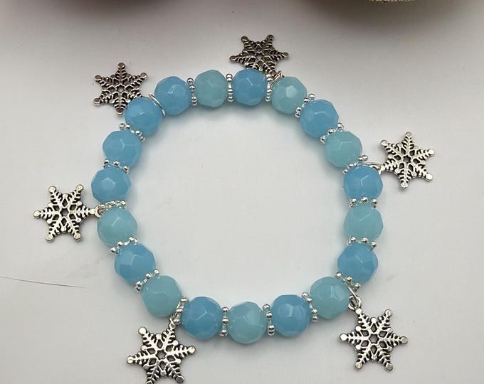 Snowflake Bracelet | Blue Bead Snowflake Bracelet | Holiday Bracelet