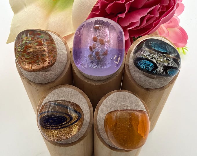 Size 9 1/4 - Lampwork Glass Rings - Murano Inspired Glass Rings | Assorted Glass Rings