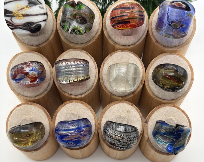 Size 7 3/4 - Lampwork Glass Rings | Assorted Glass Rings | Murano Glass Inspired Glass Rings