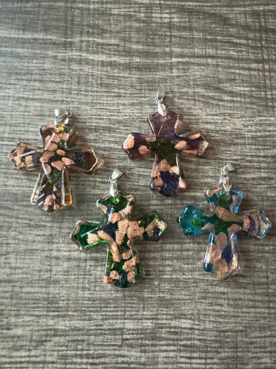 Lampwork Glass Cross Pendant Necklace | Cross Pendant Necklace