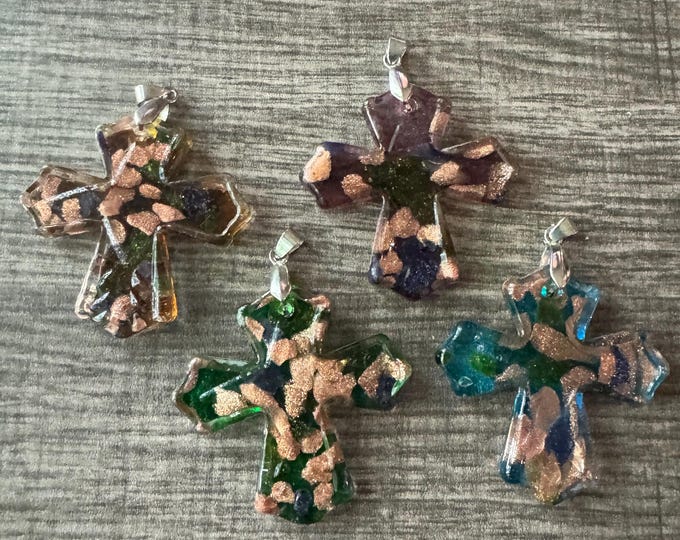 Cross Pendant Necklace | Glass Cross | Lampwork Cross Pendant Necklace