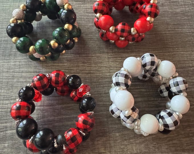 Plaid Memory Wire Bracelet | Christmas Bracelets| Memory Wire Bracelet | Buffalo Plaid | Multistrand bracelet