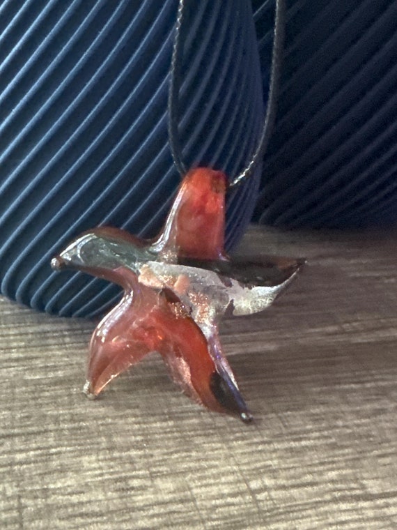 Red Starfish Pendant | Lampwork Glass Starfish | Starfish Pendant Necklace