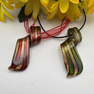 Striped Spiral Pendant Necklace | Murano Inspired Glass Spiral | Striped Pendant Necklace | Lampwork Glass Spiral Pendant