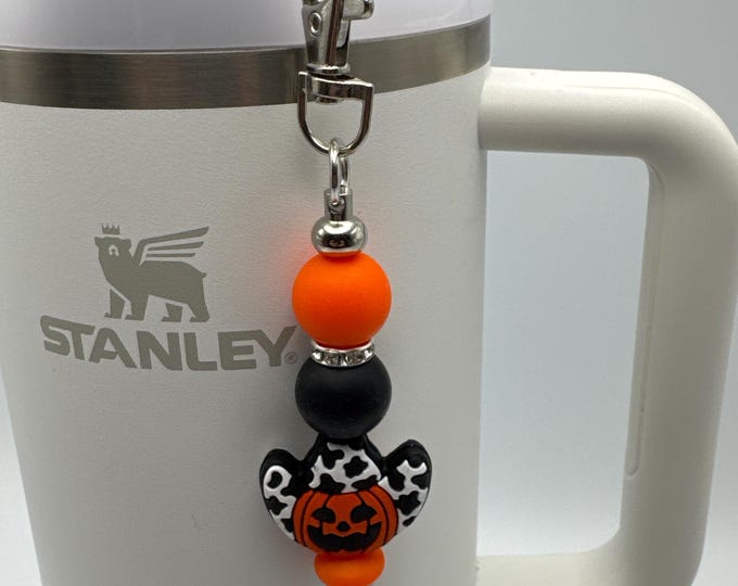 Halloween Pumpkin Tumbler Straw Charm | Stanley Cup Accessories | Halloween Straw Charm