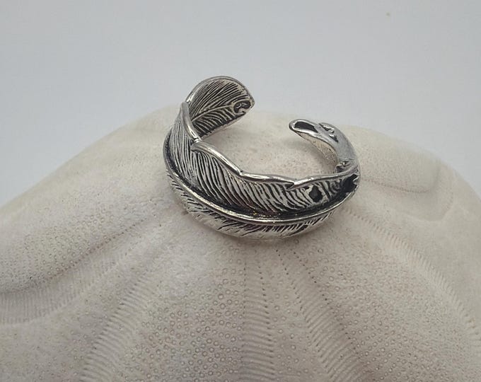 Feather Alloy Cuff Rings - Adjustable