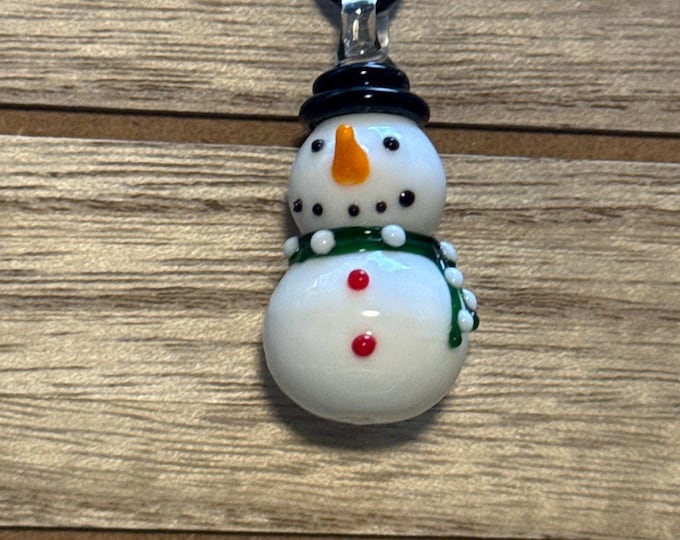 Snowman Pendant Necklace | Lampwork Snowman Pendant Necklace