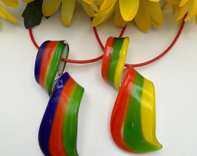 Colorful Spiral Pendant | Murano Inspired Glass Spiral | Spiral Pendant Necklace | Lampwork Glass Spiral Pendant