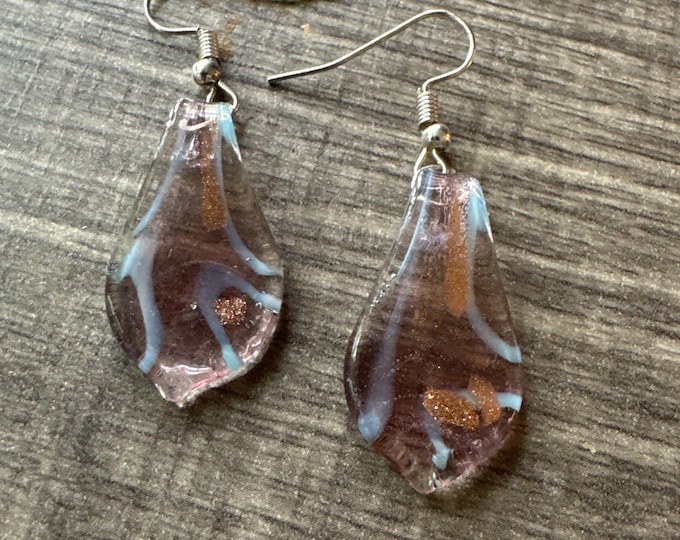 Purple Drop Murano Glass Earrings