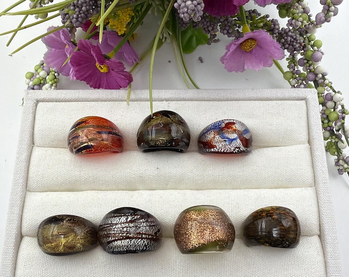 Size 7 3/4 - Lampwork Glass Rings | Assorted Glass Rings | Murano Glass Inspired Glass Rings