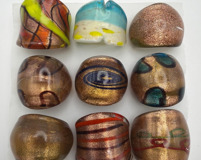 Size 8 - Assorted Glass Rings - Millefiori Glass Rings | Murano Glass Inspired Glass Rings