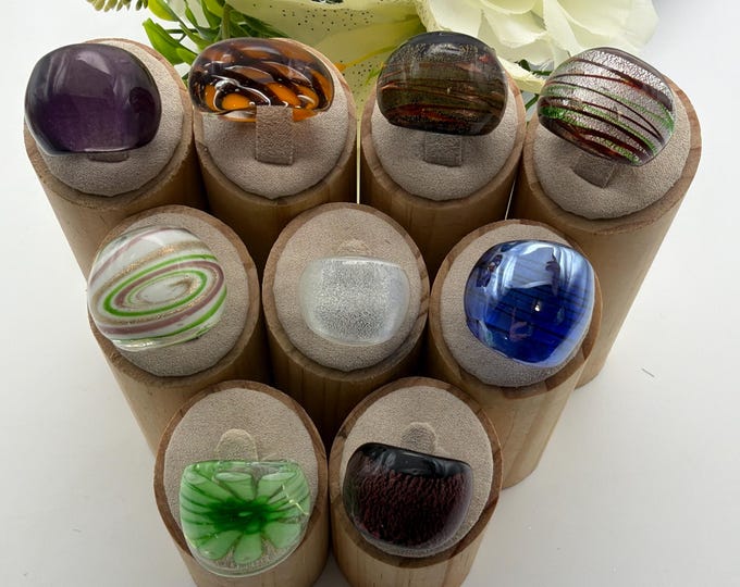 Size 6: Statement Rings | Lampwork Glass Rings | Assorted Glass Rings | Murano Glass Inspired Glass Rings