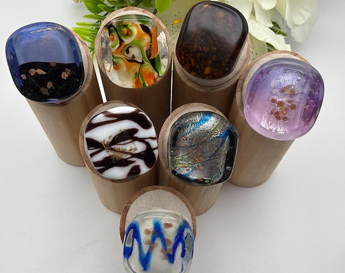 SIZE 7: Chunky Glass Rings | Statement Rings | Lampwork Glass Rings | Assorted Glass Rings | Murano Glass Inspired Glass Rings