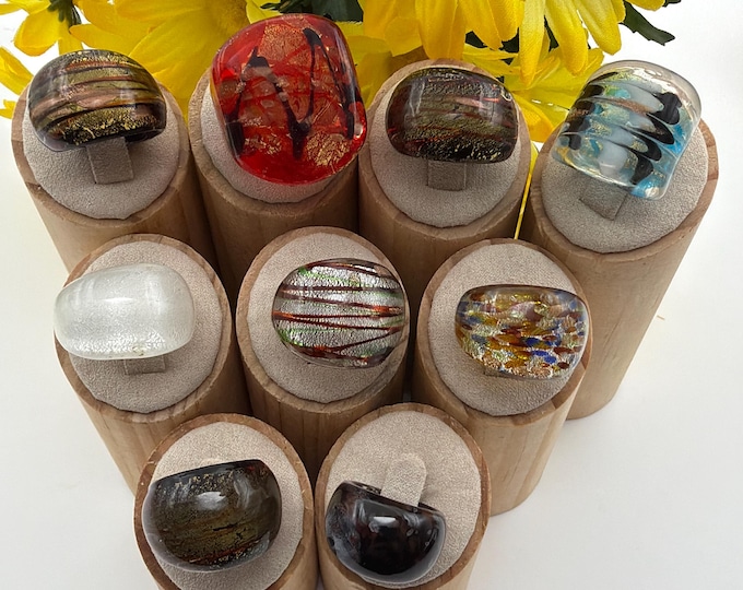 Size 6 * Lampwork Glass Rings | Assorted Glass Rings | Murano Glass Inspired Glass Rings