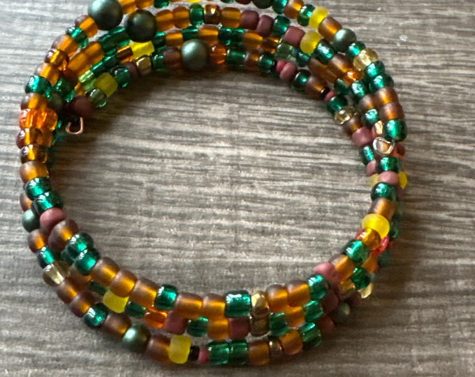 Seed Bead Memory Wire Bracelet