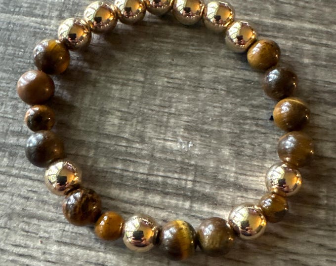 Tiger Eye Stretch Bracelet | Gemstone Beaded bracelet | Morse code - Faith | Message in a Bracelet | Quote Bracelet
