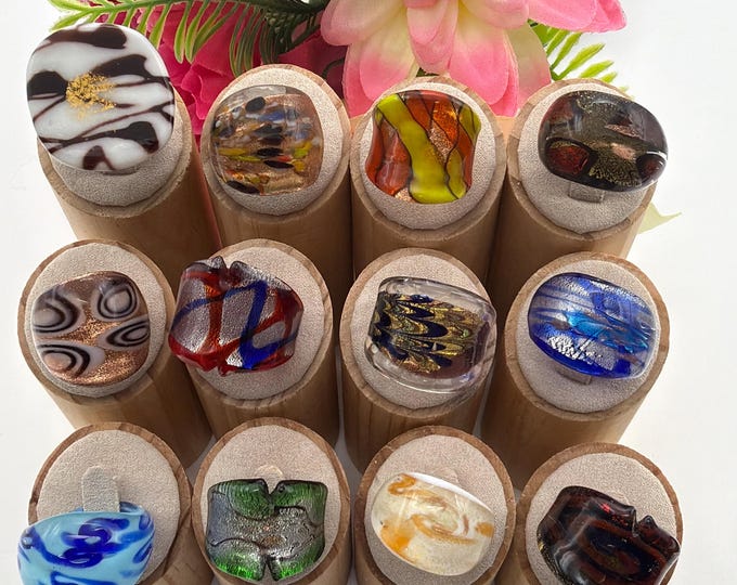 Size 8 1/2  - Lampwork Glass Rings| Assorted Glass Rings | Murano Glass Inspired Glass Rings