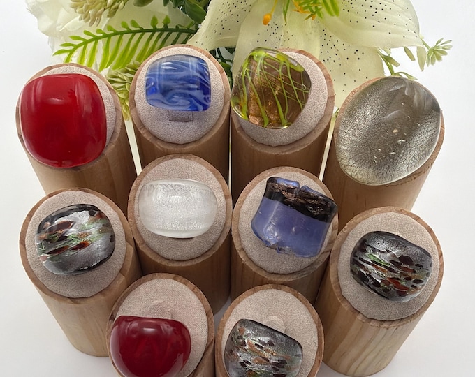 Size 5 - Lampwork Glass Rings - Assorted Glass Rings | Murano Glass Inspired Glass Rings