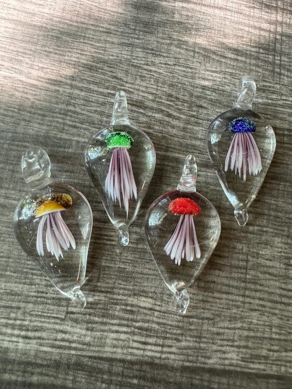 Jellyfish Pendant Necklace | Luminous Glass Jellyfish | Jellyfish Jewelry