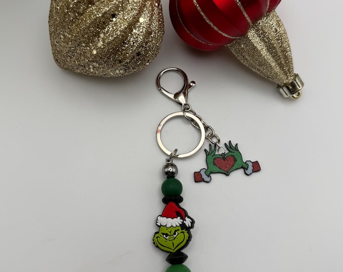 Christmas Grinch Keychain | Christmas Keychain | Stocking Stuffers