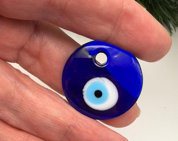 Evil Eye Pendant | Lampwork Eye Pendant | Flat Evil Eye Pendant