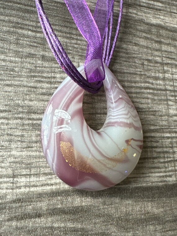 Purple/White Teardrop Pendant | Teardrop Pendant Necklace