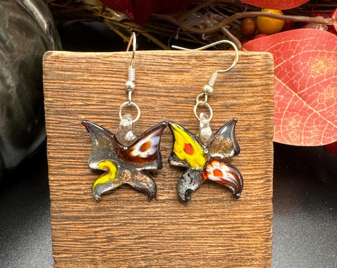 Millefiori Butterfly Glass Earrings