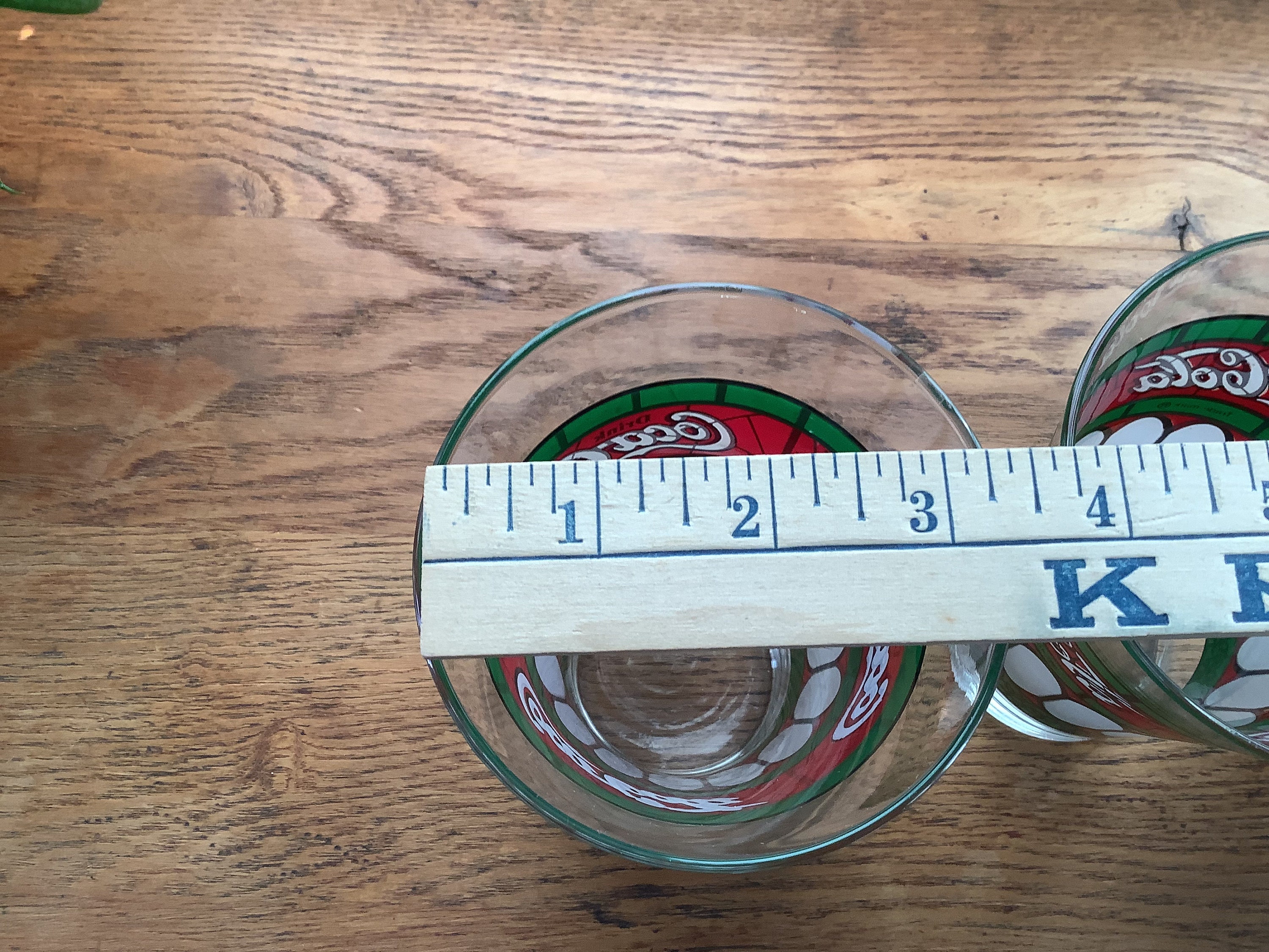 Four Vintage Stained Glass Coke Glasses/vintage Red and Green Etsy