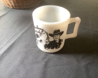 Vintage Hopalong Cassidy Mug/Black Graphics/Collectable Cowboy Memorabilia