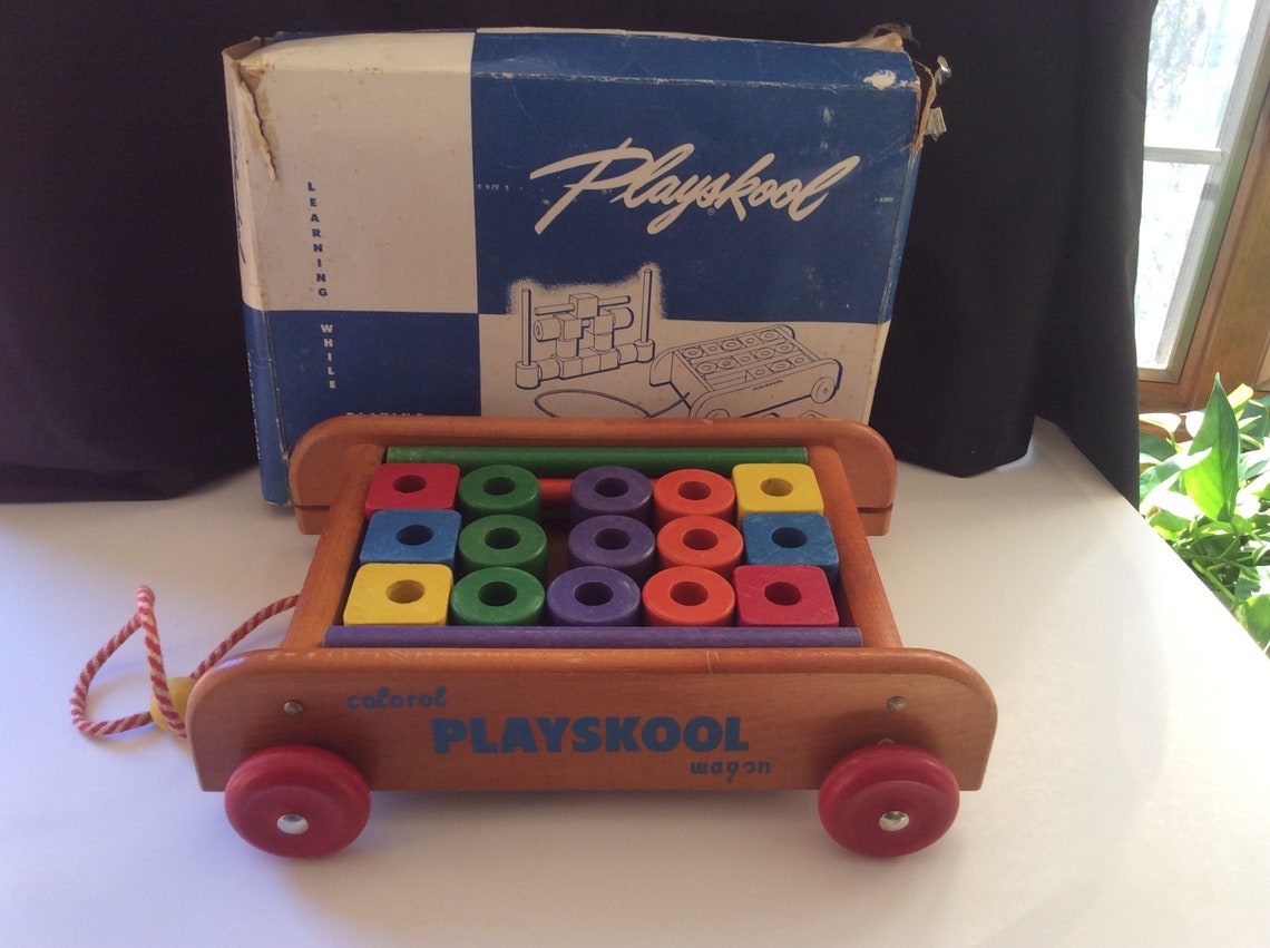 Vintage Colorol Playskool Block Wagon Set/ Vintage Building | Etsy